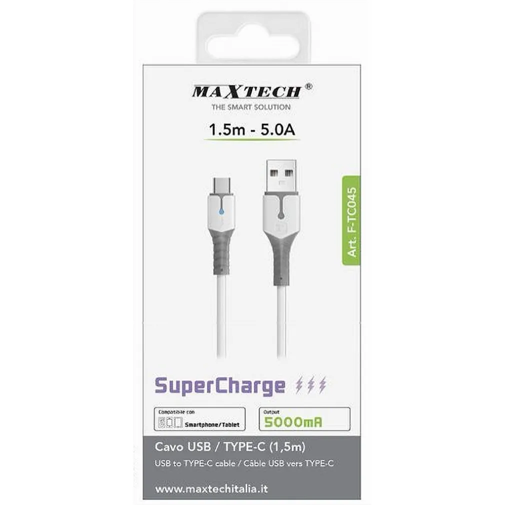 CAVO USB A TYPE-C 1.5 MT 5 A SUPERCHARGE RICARICA DATI SMARTPHONE TABLET F-TC045