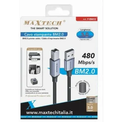 CAVO USB BM2.0 MASCHIO 480MBPS 5 MT COMPATIBILE STAMPANTE ETICHETTATRICE F-BM03