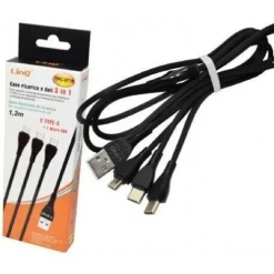 CAVO USB DI RICARICA DATI 3 IN 1 MICRO USB + 2 TYPE-C TIPO C LINQ TPC-9718