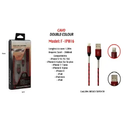 CAVO USB DOUBLE COLOUR IPHONE IPAD IPOD 5VOLT - 2000MA 1,50 MT MAXTECH F-IP016