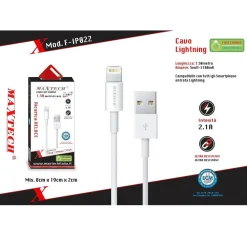 CAVO USB LIGHTNING 1,5MT 2.1A RICARICA VELOCE TRASMISSIONE DATI MAXTECH F-IP022
