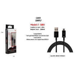 CAVO USB SIMPLY SMARTPHONE SAMSUNG 5VOLT - 2000MA 1,00MT 5PIN MAXTECH F-S001