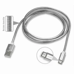 CAVO USB STEEL EDITION X SMARTPHONE 5 PIN 5VOLT - 2100MA 1,0 MT MAXTECH F-S013