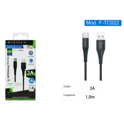 CAVO USB-A / TYPE-C 3.0A 1 MT DATI RICARICA RAPIDA PER SMARTPHONE TABLET F-TC022