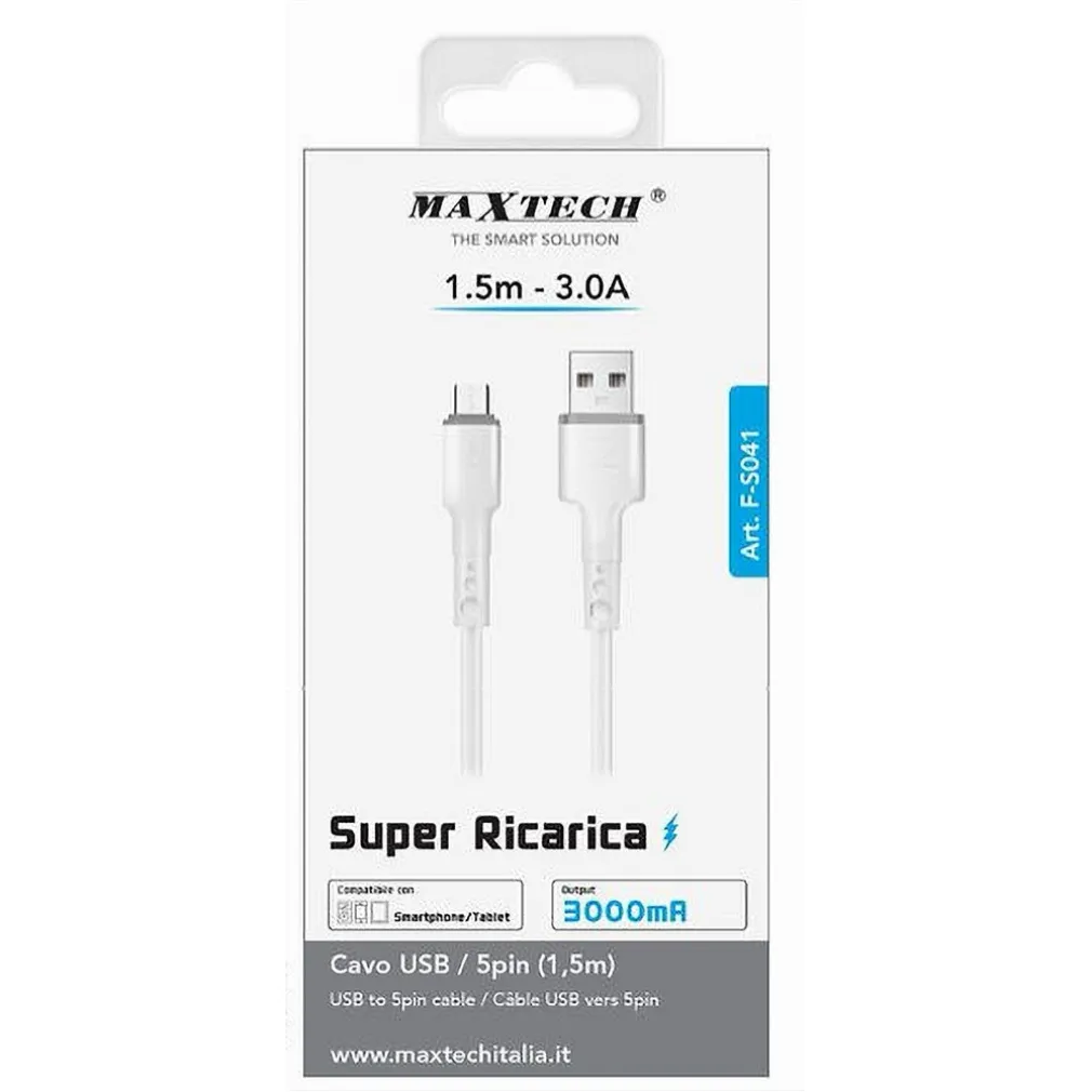 CAVO USB/MICRO USB 1.5MT 3 A SUPER RICARICA TRASFERIMENTO DATI SMARTPHONE F-S041