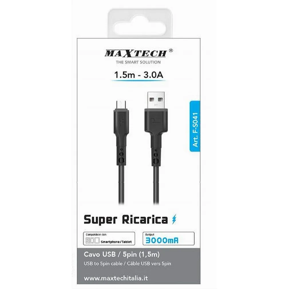 CAVO USB/MICRO USB 1.5MT 3 A SUPER RICARICA TRASFERIMENTO DATI SMARTPHONE F-S041
