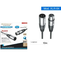 CAVO XLR 3 PIN XLR MASCHIO-FEMMINA AUDIO PROLUNGA MICROFONO DA 10 METRI XLR-04
