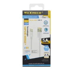 CAVO MICRO USB 2.5MT SUPERCHARGE RICARICA RAPIDA 5A DATI SMARTPHONE F-S032 TABLET