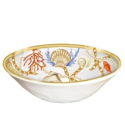 CENTRO TAVOLA CIOTOLA CONCHIGLIE CORALLI STILE MARINO INSALATIERA SVUOTATASCHE