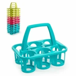 CESTELLO CESTINO PORTABOTTIGLIE BOTTIGLIE 6 POSTI IN PLASTICA COLORATO