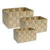 CESTINI TESSUTO 3 SCATOLE ORGANIZER PORTAOGGETTI BAGNOSCHIUMA MAKEUP BEIGE SCURO