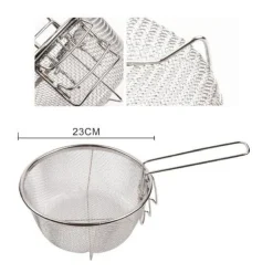 CESTINO CESTELLO COLINO SETACCIO ROTONDO SCOLA FRITTURA IN ACCIAIO 23 CM 50332