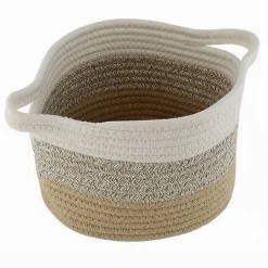 CESTINO CESTO IN TESSUTO DI CORDA INTRECCIATO PORTA OGGETTI TONDO 21X15 CM 10646