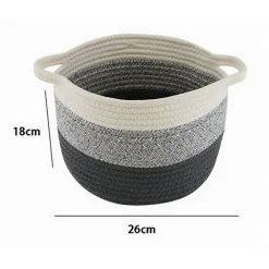 CESTINO CESTO IN TESSUTO CORDA INTRECCIATO PORTA OGGETTI ROTONDO 26X18 CM 10650