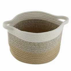 CESTINO CESTO IN TESSUTO DI CORDA INTRECCIATO PORTA OGGETTI TONDO 26X18CM 10647