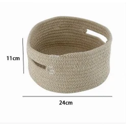 CESTINO CON MANICI PORTAOGGETTI CESTO TESSUTO INTRECCIATO ROTONDO 24X11 CM 10636