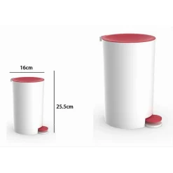 CESTINO PATTUMIERA A PEDALE ARREDO BAGNO BIANCO ROSSO PLASTICA ACCESSORIO 69934