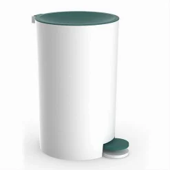 CESTINO PATTUMIERA A PEDALE ARREDO BAGNO BIANCO VERDE PLASTICA ACCESSORIO 69975