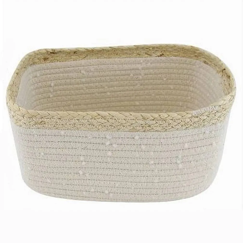 CESTINO PORTA BIANCHERIA OGGETTI IN VIMINI INTRECCIATO BICOLORE 30X22X14CM 10676