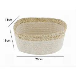 CESTINO PORTA BIANCHERIA OGGETTI IN VIMINI INTRECCIATO BICOLORE 20X15X11CM 10674