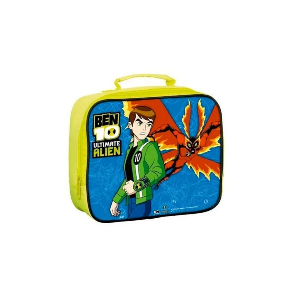 CESTINO PORTA MERENDA SCUOLA LUNCH BAG PORTAPRANZO BEN TEN 10 ALIEN 22x24x7CM