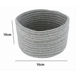 CESTINO PORTA OGGETTI CESTO TESSUTO INTRECCIATO GRIGIO TONDO CASA 16X10 CM 10643
