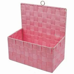 CESTINO PORTA OGGETTI CESTO IN TESSUTO ROSA ORGANIZER MULTIUSO PER CASA 79095