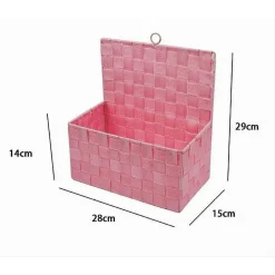 CESTINO PORTA OGGETTI CESTO IN TESSUTO ROSA ORGANIZER MULTIUSO PER CASA 79095