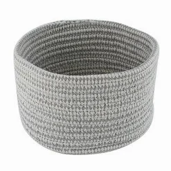 CESTINO PORTA OGGETTI CESTO TESSUTO INTRECCIATO GRIGIO TONDO CASA 18X11 CM 10644