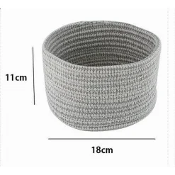 CESTINO PORTA OGGETTI CESTO TESSUTO INTRECCIATO GRIGIO TONDO CASA 18X11 CM 10644