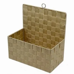 CESTINO PORTA OGGETTI CESTO IN TESSUTO BEIGE ORGANIZER MULTIUSO PER CASA 79093