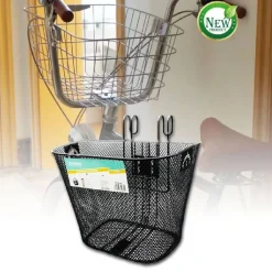 CESTINO PORTAPACCHI SHOPPING ANTERIORE MANUBRIO PER BICICLETTA BICI NERO ZX-9931