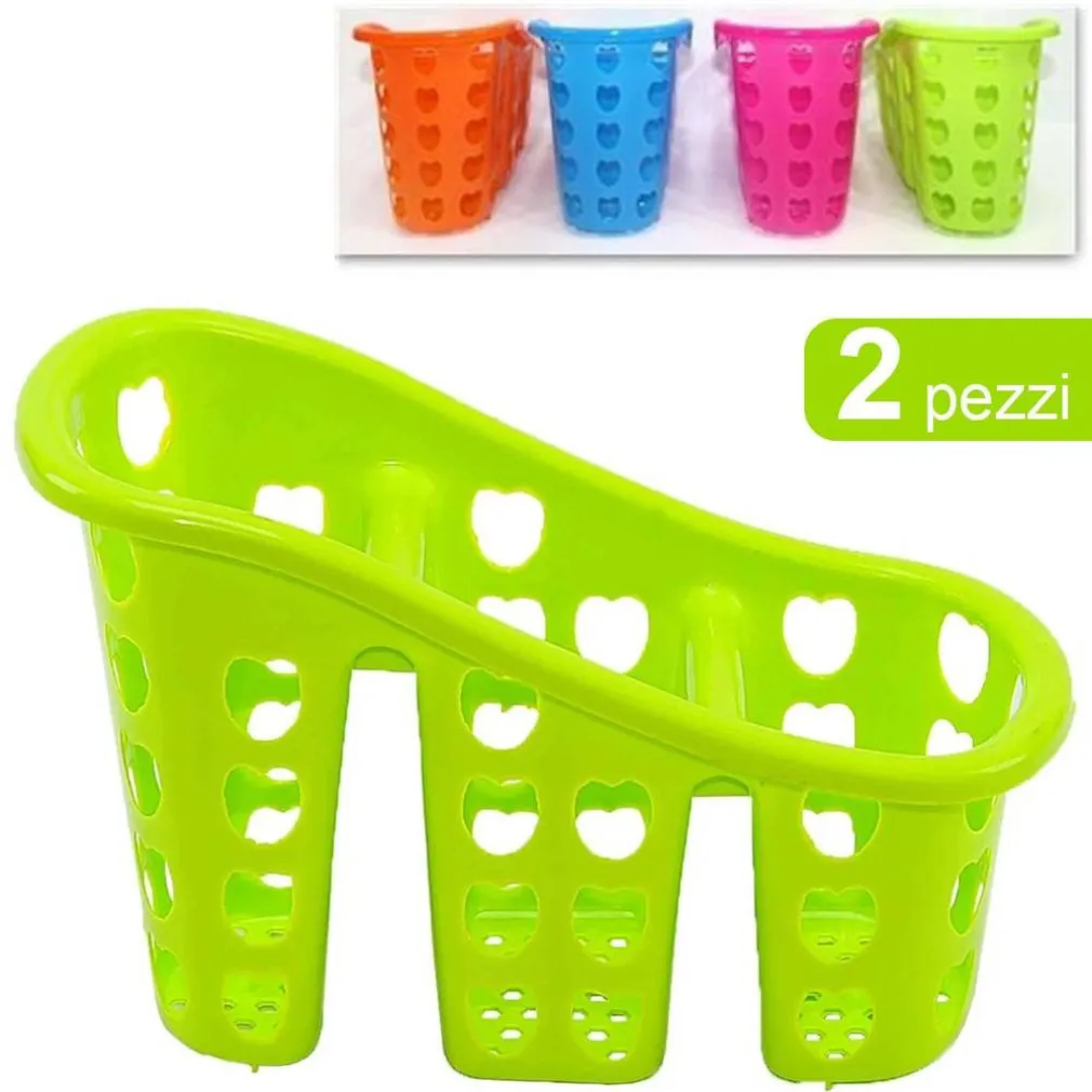 CESTINO SCOLAPOSATE SCOLA PORTAPOSATE 3 SCOMPARTI CUCINA PLASTICA COLORATO CUORI