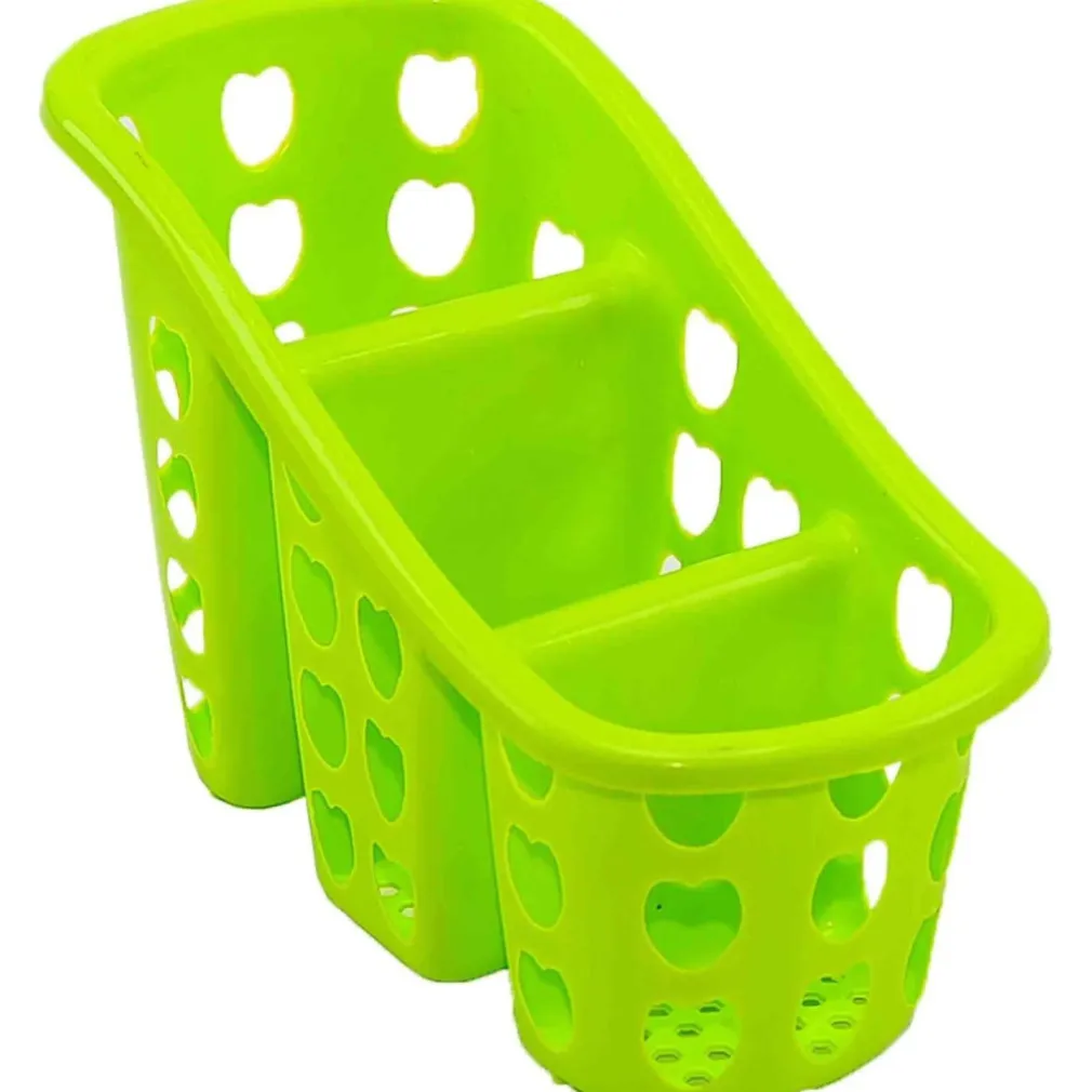 CESTINO SCOLAPOSATE SCOLA PORTAPOSATE 3 SCOMPARTI CUCINA PLASTICA COLORATO CUORI