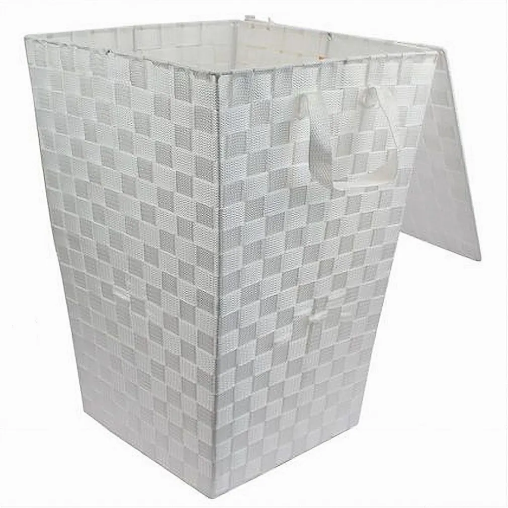 CESTO CESTINO PORTATUTTO PORTAOGGETTI BAGNO CASA COPERCHIO 35X52CM 79103 BIANCO