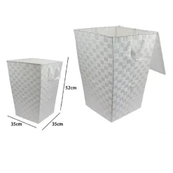 CESTO CESTINO PORTATUTTO PORTAOGGETTI BAGNO CASA COPERCHIO 35X52CM 79103 BIANCO
