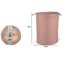 CESTO CONTENITORE PORTA BIANCHERIA BUCATO GIOCHI PIEGHEVOLE 42 X 50CM ROSA 79851