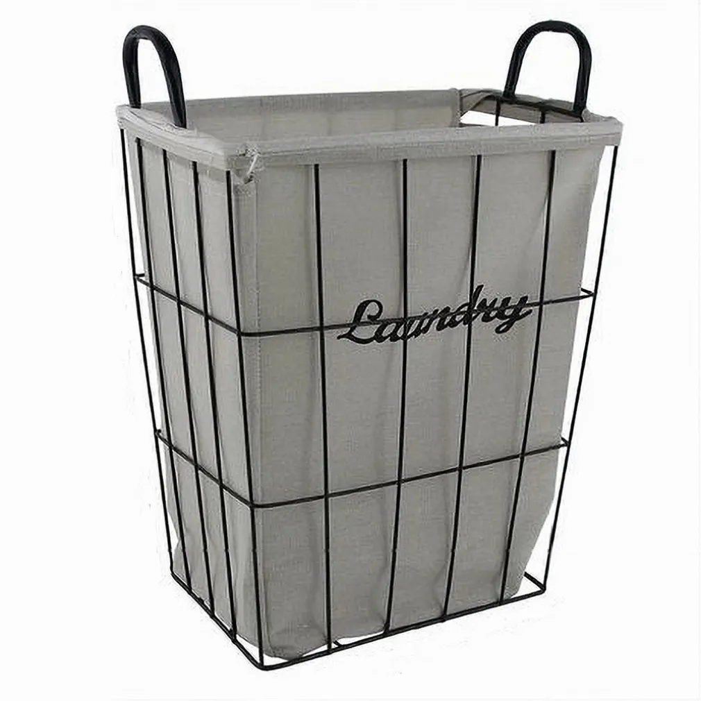CESTO CONTENITORE PORTA BIANCHERIA IN TESSUTO STRUTTURA IN METALLO BAGNO 10633