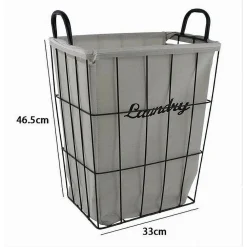 CESTO CONTENITORE PORTA BIANCHERIA IN TESSUTO STRUTTURA IN METALLO BAGNO 10633