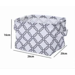 CESTO CONTENITORE PORTA BIANCHERIA BUCATO MANICI TESSUTO GRIGIO 26X20X16CM 79204