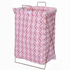 CESTO CONTENITORE PORTA BIANCHERIA PIEGHEVOLE PANNI SPORCHI BAGNO 79213 ROSA