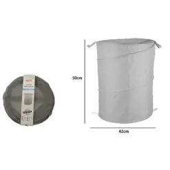 CESTO CONTENITORE PORTA BIANCHERIA BUCATO GIOCHI PIEGHEVOLE 42X50CM GRIGIO 79855