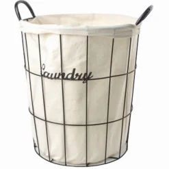 CESTO CONTENITORE PORTA BIANCHERIA TESSUTO CON STRUTTURA IN METALLO BAGNO 10629