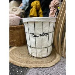 CESTO CONTENITORE PORTA BIANCHERIA TESSUTO CON STRUTTURA IN METALLO BAGNO 10629