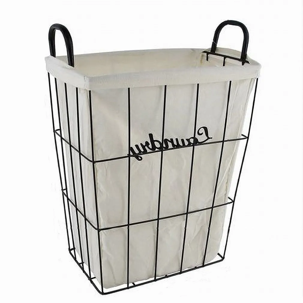 CESTO CONTENITORE PORTABIANCHERIA IN TESSUTO CON STRUTTURA IN METALLO BAGNO 10630