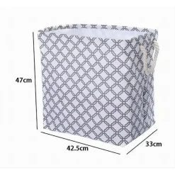 CESTO CONTENITORE PORTABIANCHERIA BUCATO MANICI TESSUTO GRIGIO 47X33X42.5CM 79210