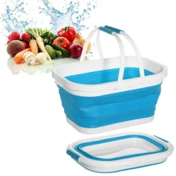CESTO PIEGHEVOLE IN SILICONE MULTIUSO BAGNO CUCINA PIC NIC ALIMENTI 38X27X19CM