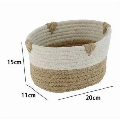 CESTO PORTA BIANCHERIA BICOLORE IN TESSUTO INTRECCIATO CESTINO 20X15X11 CM 10658