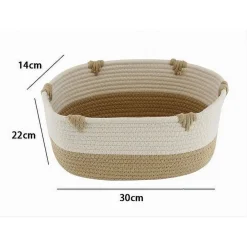 CESTO PORTA BIANCHERIA BICOLORE IN TESSUTO INTRECCIATO CESTINO 30X22X14 CM 10660