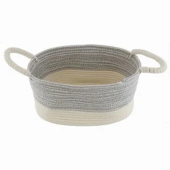CESTO PORTA BIANCHERIA OGGETTI CORDA INTRECCIATA OVALE MANICI 35X25X16 CM 10679